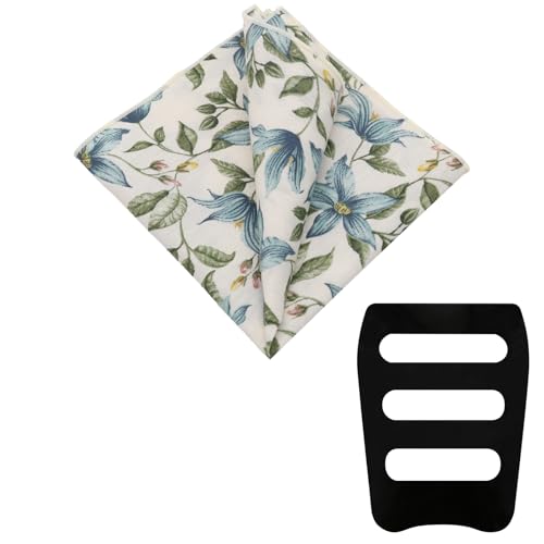 LHXzizizi Floral Pocket Square for men, Handkerchief for Men Mens Cotton Pocket Square with Holder for Banquet Wedding Party (Orange Pink Flower)