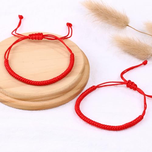 Set of 2Pcs Red String Bracelet for Women Men,Handmade Lucky Protection Couple Matching Bracelets Adjustable Kabbalah Evil Eye Tibetan Long Distance Bracelet Friendship, Graduation Gift4