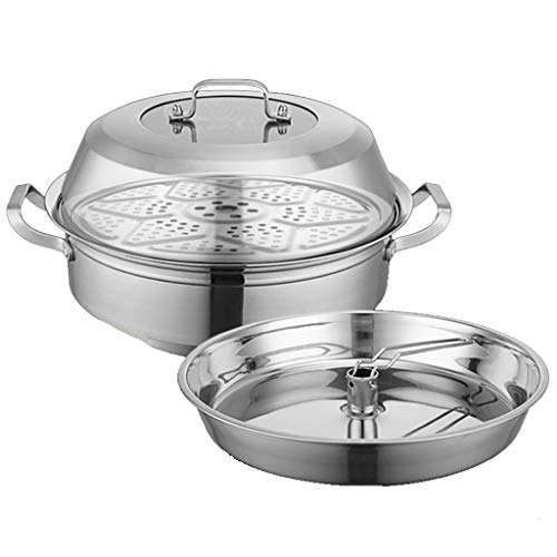 Olla de vapor de acero inoxidable, 3 capas, apta para 5-10 personas, compatible con cocinas de inducción, uso comercial y doméstico, 36/38/40 cm