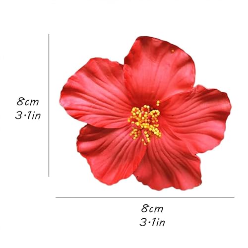 4 Piezas Pinzas de Cabello Flores Hawaiian Rojas 8cm miniatura 2