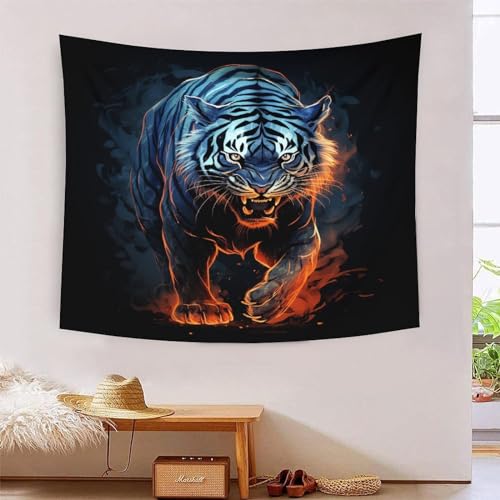 Tapisserie tigre 3D au rendu visuel relief et finitions tissu soignées