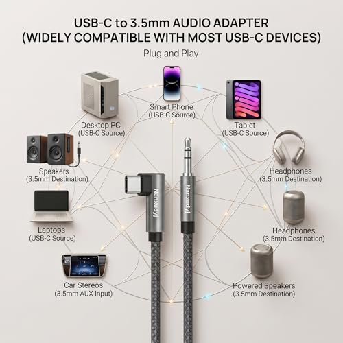 Cable Auxiliar USB C con DAC Hi-Res Integrado y Conector en L Antitirones 3