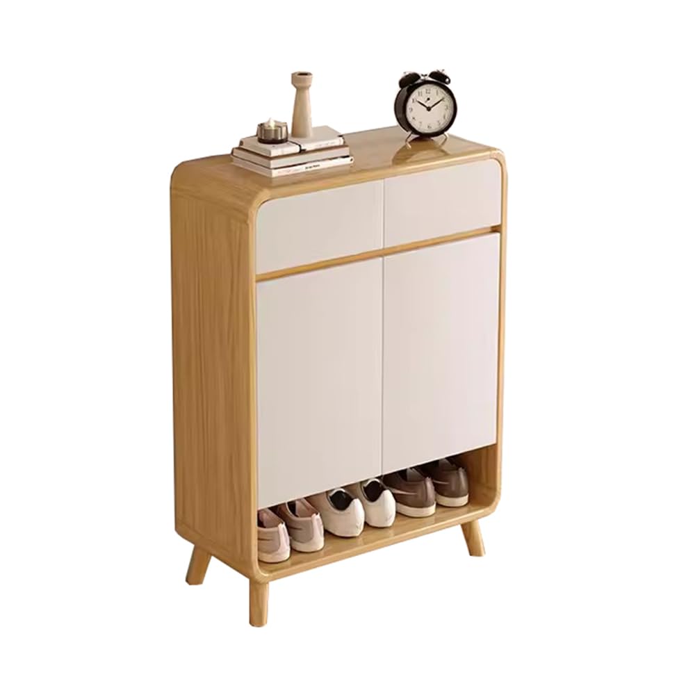 Aioneer 6 Tier Wooden Shoe Rack With Drawers Narrow Standing Storage Unit Ll Out Shelves Top Storage Perfect For Hallway And Entryway Nization,White 80×32×112Cm-White-60×32×112cm