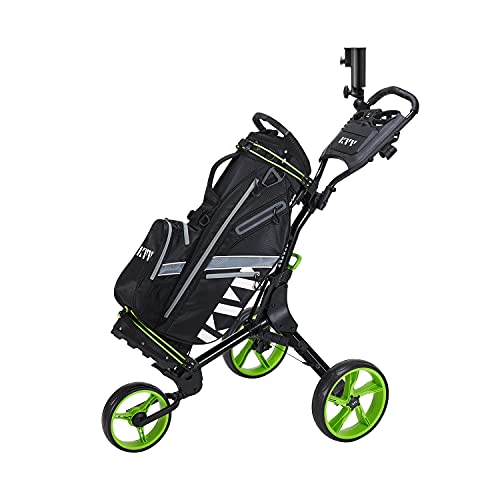 Image of KVV 3 Wheel Golf Push Cart Ultra Lightweight Smallest Folding Size, New-Version Scorecard Holder