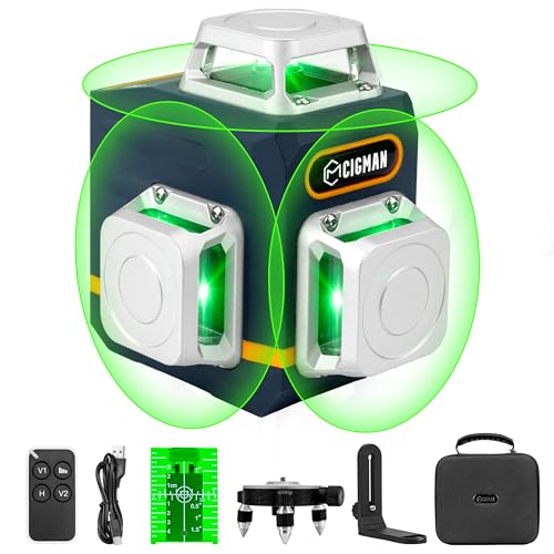 CIGMAN Niveau Laser Vert 3x360° CM-701 avec Batterie Li-Ion et Télécommande