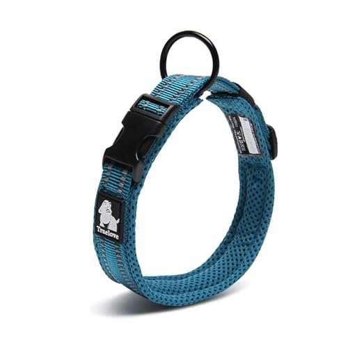 Chai's Choice Dog Collar Small (Teal Blue) | Comfortable & Stylish Pet Collar with Adjustable Strap Soft Padded | No-Choke & Quick Release | 3M Reflective Stripes for Dog Visibility