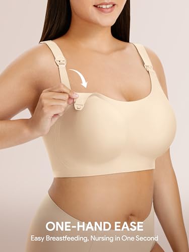 Image of Angelhood Seamless Nursing Bra for Women Wire Free Full Coverage Nursing Bra T-Shirt Bra with Extra Extender