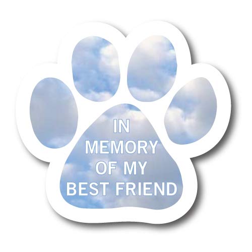Image of in Memory of My Best Friend Pawprint Car Magnet 5 Inch, Dog Lover Gift | Heavy duty magnetic decal for car, truck, SUV or fridge, full color UV printed