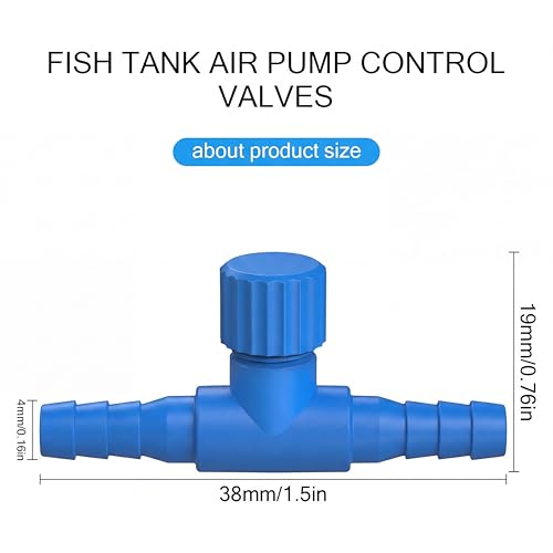 Image of Honoson 30 Pieces Aquarium Air Control Valve T Shaped Air Pump Control Valves Single Way Plastic Flow Regulator for 4 mm Hose Line Tubing Connector(Blue)