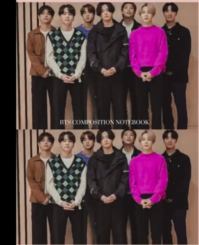 BTS: BTS Composition Book | BTS Notebook | BTS Journal | Notebook College Ruled 100 Pages 7.5 x 9.25 inches | Kpop Bts Bangtan Boys Gifts Set For Army