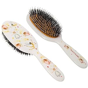 Rock & Ruddle Natural Mixed Boar Bristle Hair Brush for Women and Kids (Large, 21cm) – Perfect for Wet or Dry Hair, Detangling Smoothing Blowdrying – Designed & Made in UK – Fairies Design