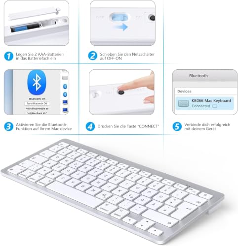 OMOTON Mac Tastatur, kabellos und ultraflach, QWERTZ für Büro & Unterwegs – Ansicht 3