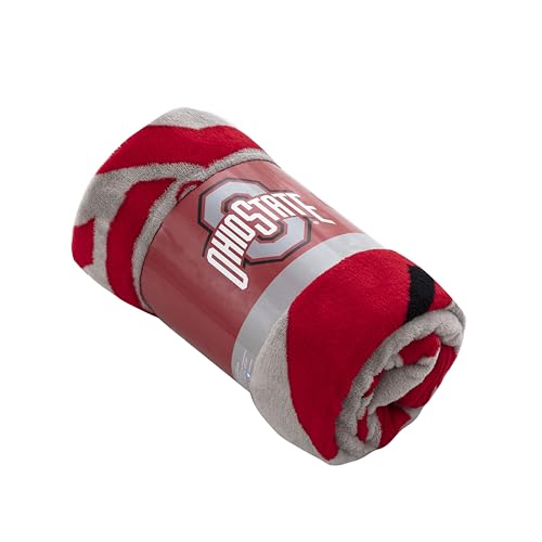 Image of Northwest NCAA Ohio State Buckeyes Unisex Micro Raschel Throw Blanket, 46 x 60 Inches, Halftone Design, Soft Fan Blanket