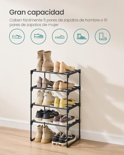 Miniatura 5 de Songmics Zapatero De 4 Niveles, Zapatero De Metal, Organizador De Zapatos, Para 4-8 Pares De Zapatos, Apilable, Pasillo, 30 X 42,5 X 71,5 Cm, Negro Lsa004b01