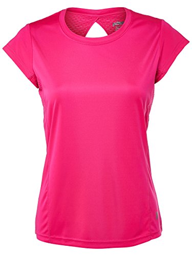 Prince Women's Keyhole Back Short Sleeve Athletic Tee Shirt,Cosmos Pink,L