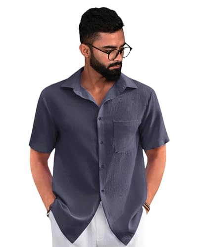 Image of Tee Projekt Solid Shirt for Men's ||Pop corn Shirt|| Solid Shirt for Men's|| Casual Shirt for Men||Half Sleeve Spread Collar Shirt for Men