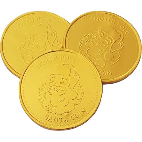 Large 3.75 Inch Milk Chocolate Gold Santa Coins (Pack of 3) Cover