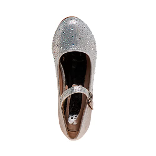 Image of Josmo Girls Low Heel Dress Pumps Crystal Strap Formal Wedding Sandals Flower Girl Shoes for Toddler /Little Kid /Big Kid