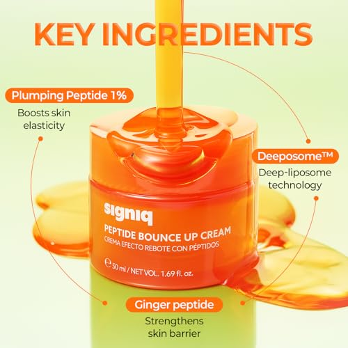 signiq Peptide Bounce Up Cream, Plumping Syrup Formula with 1% Peptide, Hydrating & Firming Face Moisturizer for Dewy and Glow Skin, Korean Skincare (50ml, 1.69 fl.oz.) — view 3