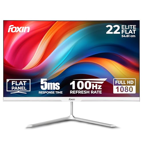 Image of Foxin 22 Inch FHD Flat LED Monitor 1920x1080 Pixel Elite Series | Flat Panel, HDMI & VGA Port, 100Hz Refresh Rate, Flicker-Free, Frameless, Slim Bezel, Wall Mountable, 16.7 M Colors | 3 Years Warranty