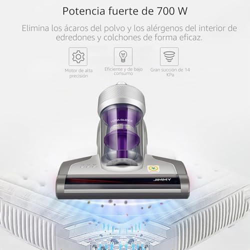 Miniatura 3 de Jimmy Jv35 - Aspirador Antiácaros Con Luz Uvc, 14 Kpa, Potente Succión Del Colchón, 700 W, Potencia 5s, Calentamiento Rápido, Con Filtro Hepa Incluido