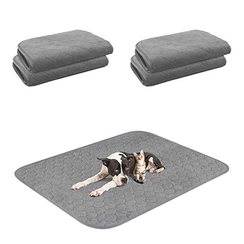 4 Packs Washable Dog Pee Pad, 1824 Reusable Thickened Pet Pee Pads with Fast Absorbent, Non-Slip Whelping and Training Pads No Leakage, Waterproof Dog Mats Potty Rugs for Dog Playpen, Crate, Kennel