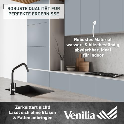 Klebefolie Uni Matt Wolkengrau Dekofolie Möbelfolie Tapeten selbstklebende Folie, PVC, ohne Phthalate, grau, 45cm x 2m, 160µm (Stärke: 0,16mm), Venilia 54347