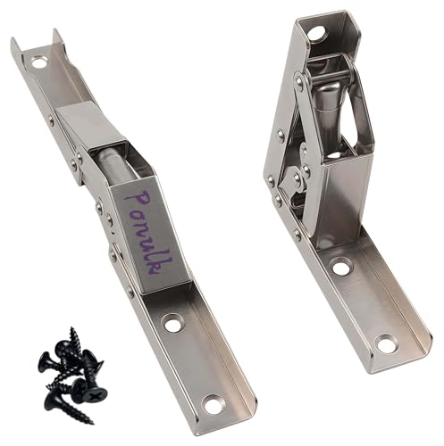 2Pcs 90°Folding Door/Shelf Hinge, Hiddracket with Buffer Hydraulic for Pull Down Shelf, Cabinet Drawers and Table Holder, Fits DIY Style Projects Furniture