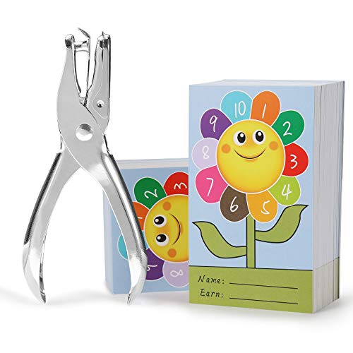 ONEDONE Punch Cards 200 Pack Incentive Reward Cards for Classroom Kindergarten Preschool Home 3.9" x 2.4" Sunflower Reward Punch Card for Teachers Stu