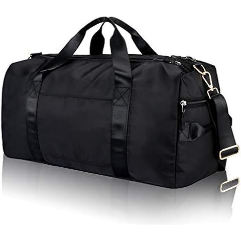 DAYGOS Gym Sports Duffle Bag - Waterproof Travel Duffel Bag with Wet Pocket and Shoes Compartment Overnight Weekender Bag for Women and Men(Black) Cover