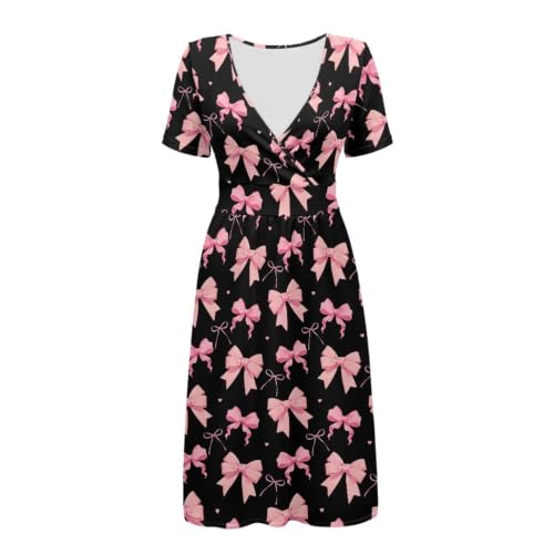 Image of Women's Summer Dresses Short Sleeve Formal Dresses with Pockets
