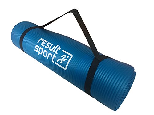 ResultSport Tapis d'exercice antidérapant avec housse de transport - 183 x 61 x 1 cm d'épaisseur Idéal pour le yoga, pilates, gym, bleu, 1830 x 610 x 10 millimeters Cover