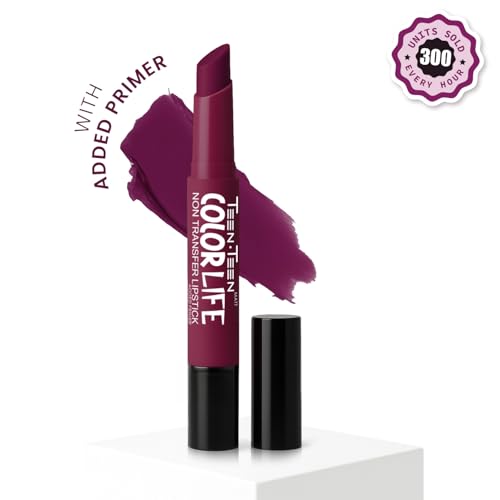 Image of TEEN TEEN Color Life Nontransfer Crayon Lipstick | Matte Finish with Built-in Primer | Waterproof & Long Lasting Lip Color | Smudge-Proof, Fade-Resistant Formula | Plumful-Cheer, 2gm