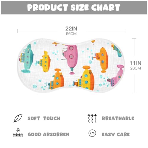 Bolaz Baby Burp Cloths 4 Pack,Submarine Pattern,Feeding Cloths Face Towel Super Absorbent Soft Cotton Burping Rags Feeding Bibs3