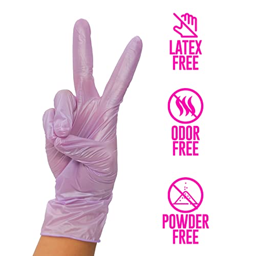 Colortrak Luminous Collection Disposable Nitrile Gloves (100 Pack), Lilac Frost Color, Small, Single-Use, Allergy-Safe, Latex-Free, Powder-Free, Odor-Free, Textured Finger Tips #TOP3