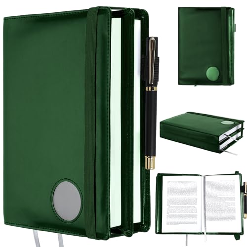 Motipuns 1 Pack Double AA Book Cover & 12 Steps & 12 Leather Double AA Book Cover Medallion Holder Paperback Protector Leather Gift for Women Men (Dark Green)