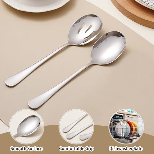 7 Pack Serving Spoons, Large Serving Spoons for Buffet, Serving Tongs for Buffet, Table Spoons, Slotted Spoon, Stainless Steel Serving Utensils for Parties, Gift for Wife, Mother, Chrismas - Image 5