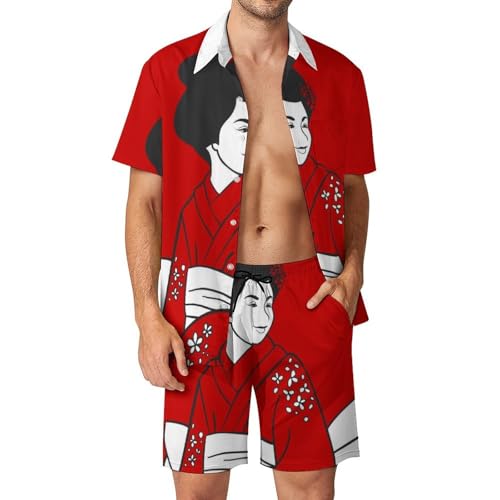 Chemise hawaïenne japonaise homme avec short et pantalon de plage ensemble d'été 2 pièces taille S