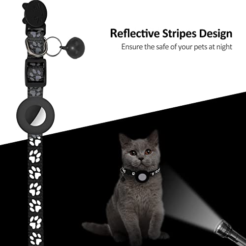 Airtag Cat Collar, Apple Air Tag Cat Collar with Safety Buckle and Bell, Reflective Cat Collar in 3/8" Width with Airtag Holder for Small Pets Cats Puppies Kitten - Image 6