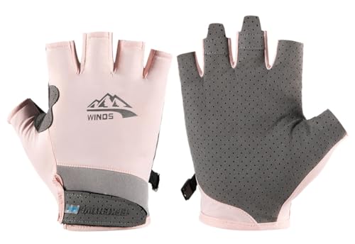 SUJAYU Gants de protection UV pour homme et femme – Mitaines de conduite, de pêche, gants de voile, gants de kayak, gants de pagaie, gants d'aviron, gants de protection solaire (rose, taille M)
