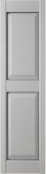 12W x 57H Lifetime Vinyl, TailorMade Two Equal Panels, Raised Panel Shutters, w/Shutter-Loks (Per Pair), Paintable