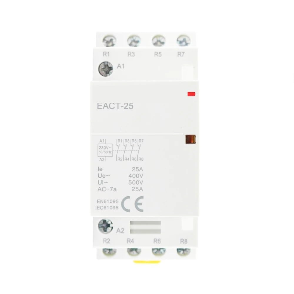 Stycznik modułowy 4-biegunowy 16-25 A AC 220 V 230 V 50/60 Hz do szyny DIN, 4 NC, 4 NC, 2 NC, 2 NC, do inteligentnego domu, hotelu (25A, 4NO,220V)