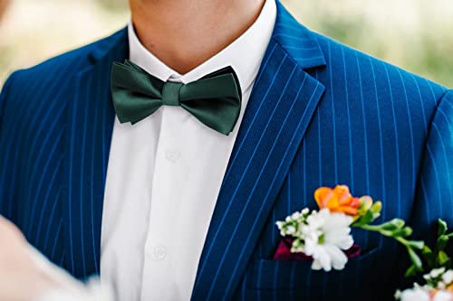 Image of HISDERN Bow Ties for Men Solid Color Self Tie Bow Tie Pocket Square Set Classic Formal Satin Bowties for Tuxedo Wedding Party