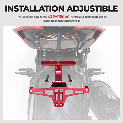 Kemimoto Motorcycle Universal Fender Eliminator Kit Motorcycle License Plate Bracket Red #TOP1