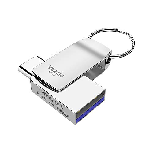 Vezzio USB tipo C, memoria USB 2 en 1 de doble puerto USB3.0 de alta velocidad para teléfono móvil ordenador Mac Book (64 GB)
