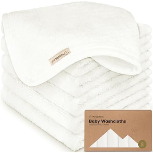 6-Pack Baby Washcloths, Soft Absorbent Washcloths for Face, Body (White)