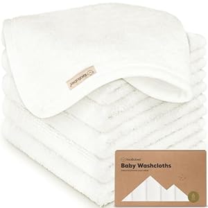 KeaBabies 6-Pack Babywaschlappen - Weiche Bambus-Waschlappen für Babys, Kinder, Ultra Absorbierende Neugeborenen-Badehandtücher, 25 x 25cm, Sanft für empfindliche Haut (White)