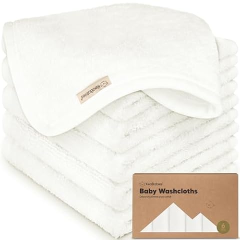 KeaBabies Ręcznik do twarzy dla niemowląt - Bambusowy ręcznik do twarzy - Miękki organiczny ręcznik do twarzy dla niemowląt, dorosłych i niemowląt (biały)