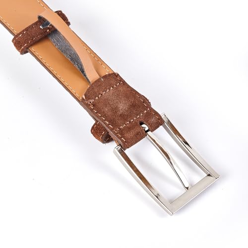 Men's Genuine Leather Suede Belts Casual Dress Belt 1 3/8" Wide4