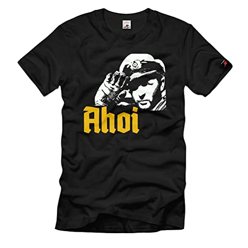 T-shirt commandant capitaine marine haut noir U-Boot AHOI taille L homme